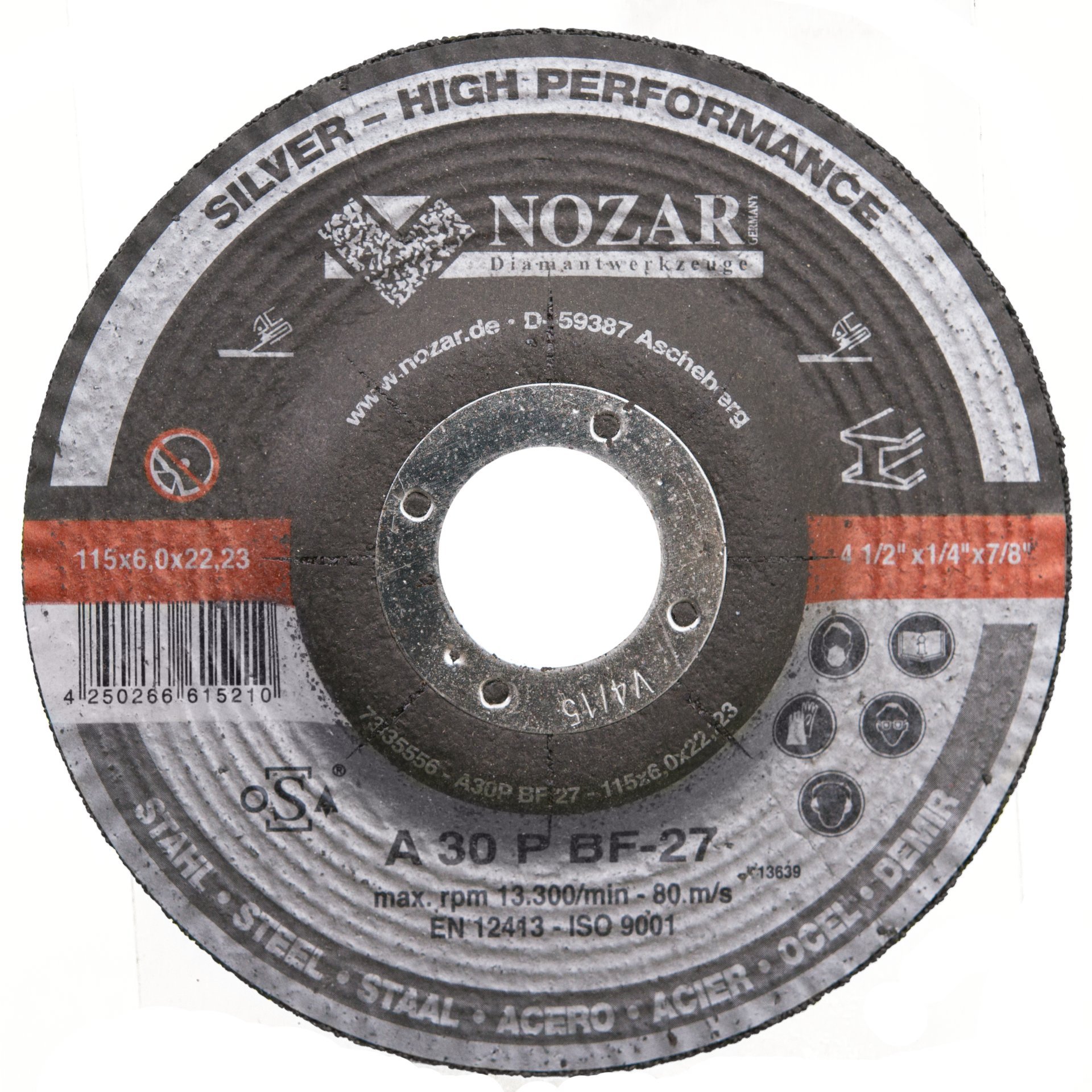 Nozar Schruppscheibe Stahl / Profi Line
A30P-BF27 / 115 x 6,0 x 22,23 mm / VE = 10 Stück Produktbild img1 L