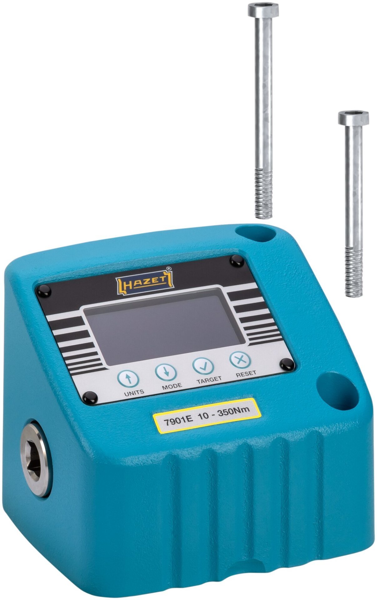HAZET Drehmoment-Prüfgerät ∙ elektronisch ∙ 10 – 350 Nm 7901E ∙ Drehmomentbereich min-max: 10 – 350 Nm ∙ 1/2 Zoll (12,5 mm) Vierkant hohl ∙ L x B x H: 138 mm x 110 mm x 117 mm Produktbild img4 L