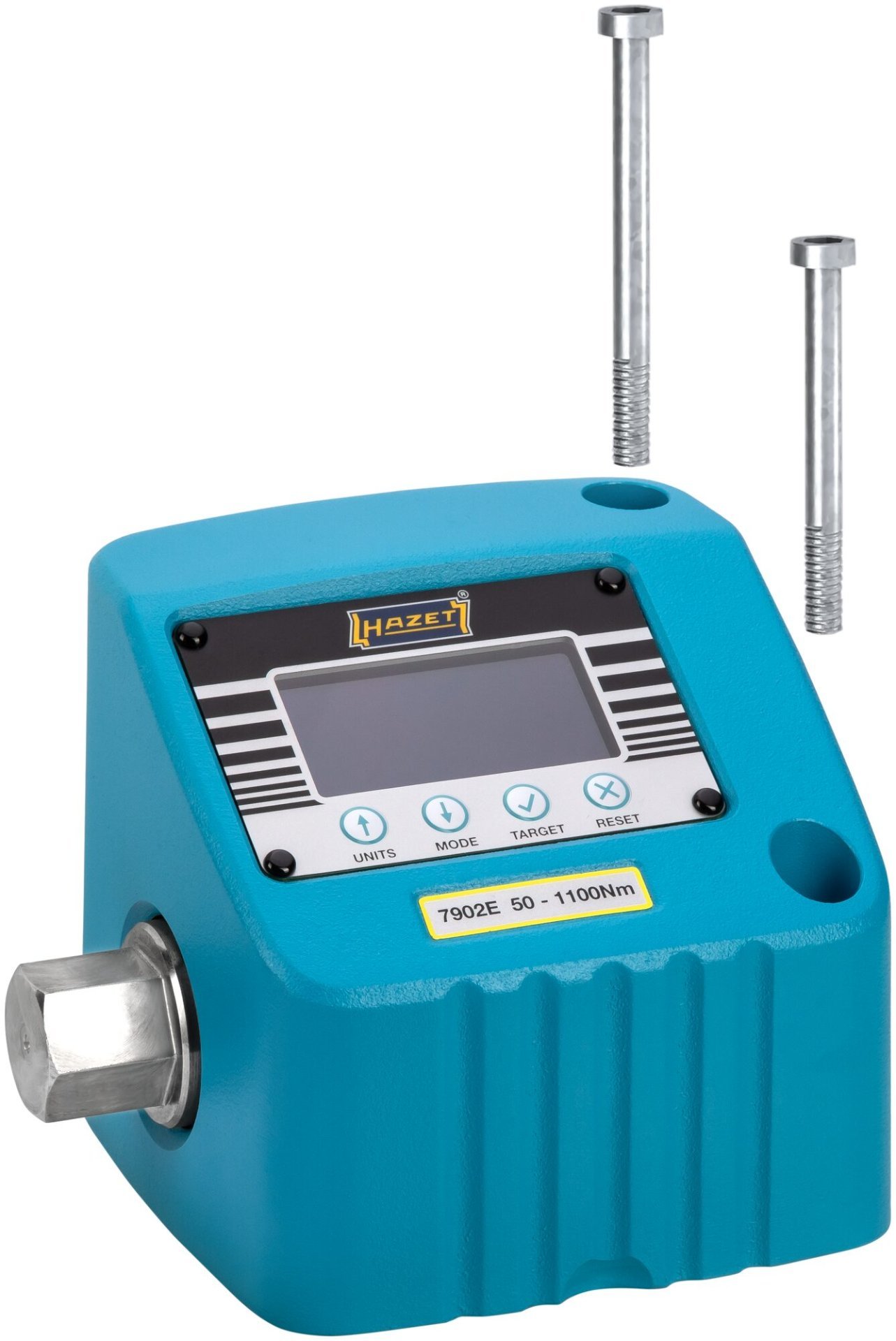 HAZET Drehmoment-Prüfgerät ∙ elektronisch ∙ 50 – 1100&nbsp;Nm 7902E ∙ Drehmomentbereich min-max: 50 – 1100 Nm ∙ 27 mm Außen-Sechskant ∙ L x B x H: 160 mm x 120 mm x 132,5 mm Produktbild img2 L