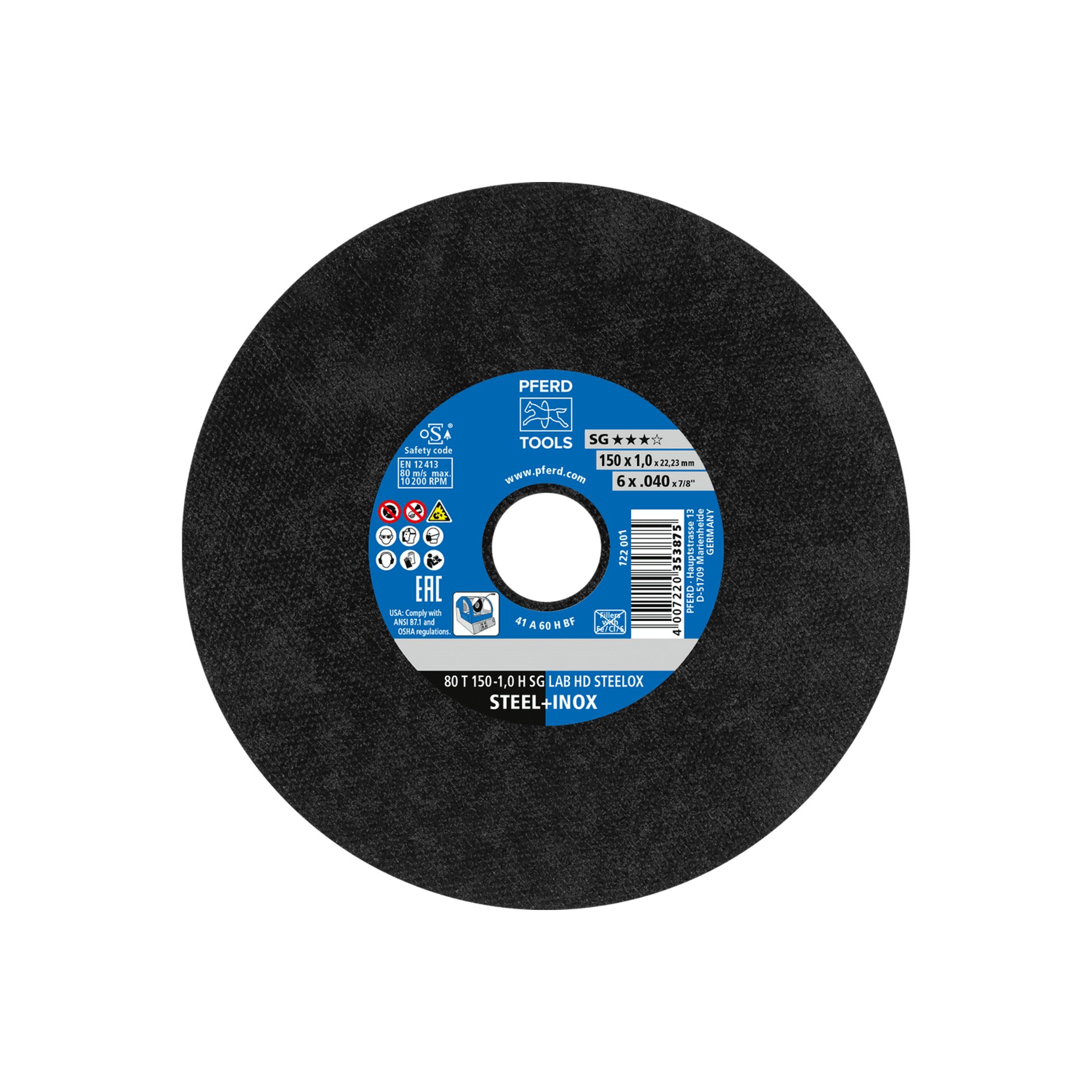 PFERD TOOLS Labortrennscheibe T 150x1,0x22,23 mm Leistungslinie SG LAB HD STEELOX für Stahl/Edelstahl Produktbild img1 L