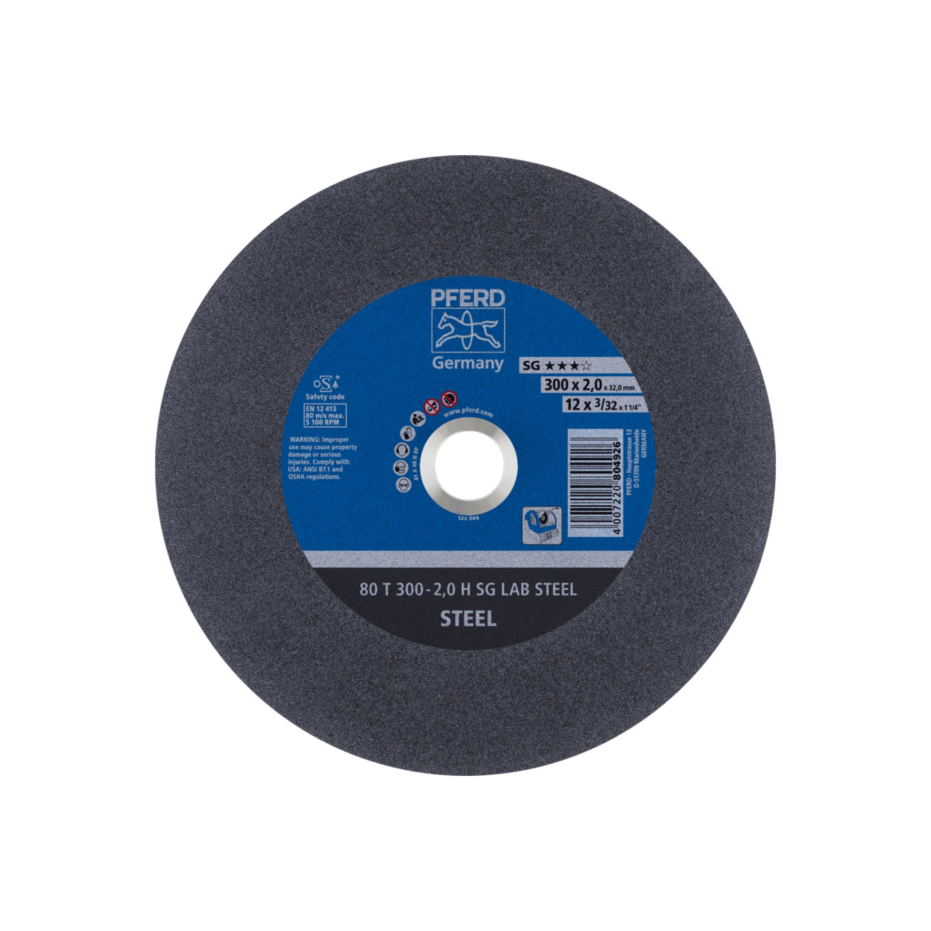 PFERD TOOLS Labortrennscheibe T 300x2x32 mm Leistungslinie SG LAB STEEL für Stahl Produktbild img1 L