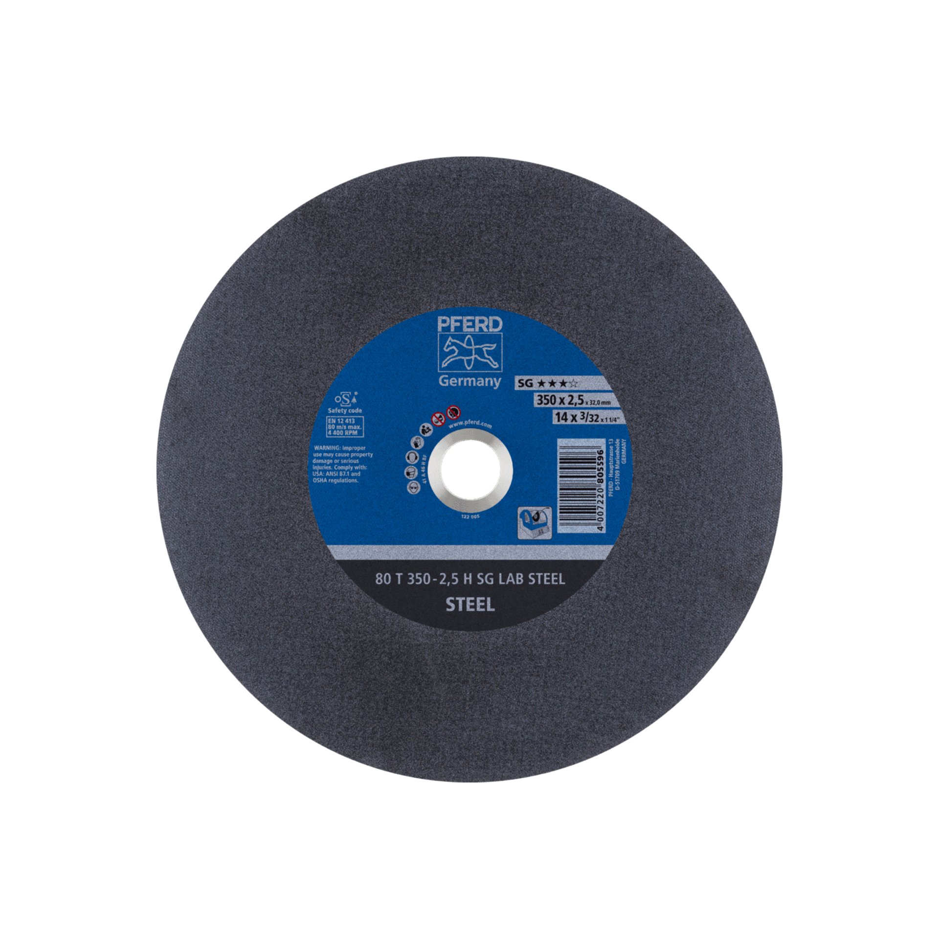 PFERD TOOLS Labortrennscheibe T 350x2,5x32 mm Leistungslinie SG LAB STEEL für Stahl Produktbild img1 L