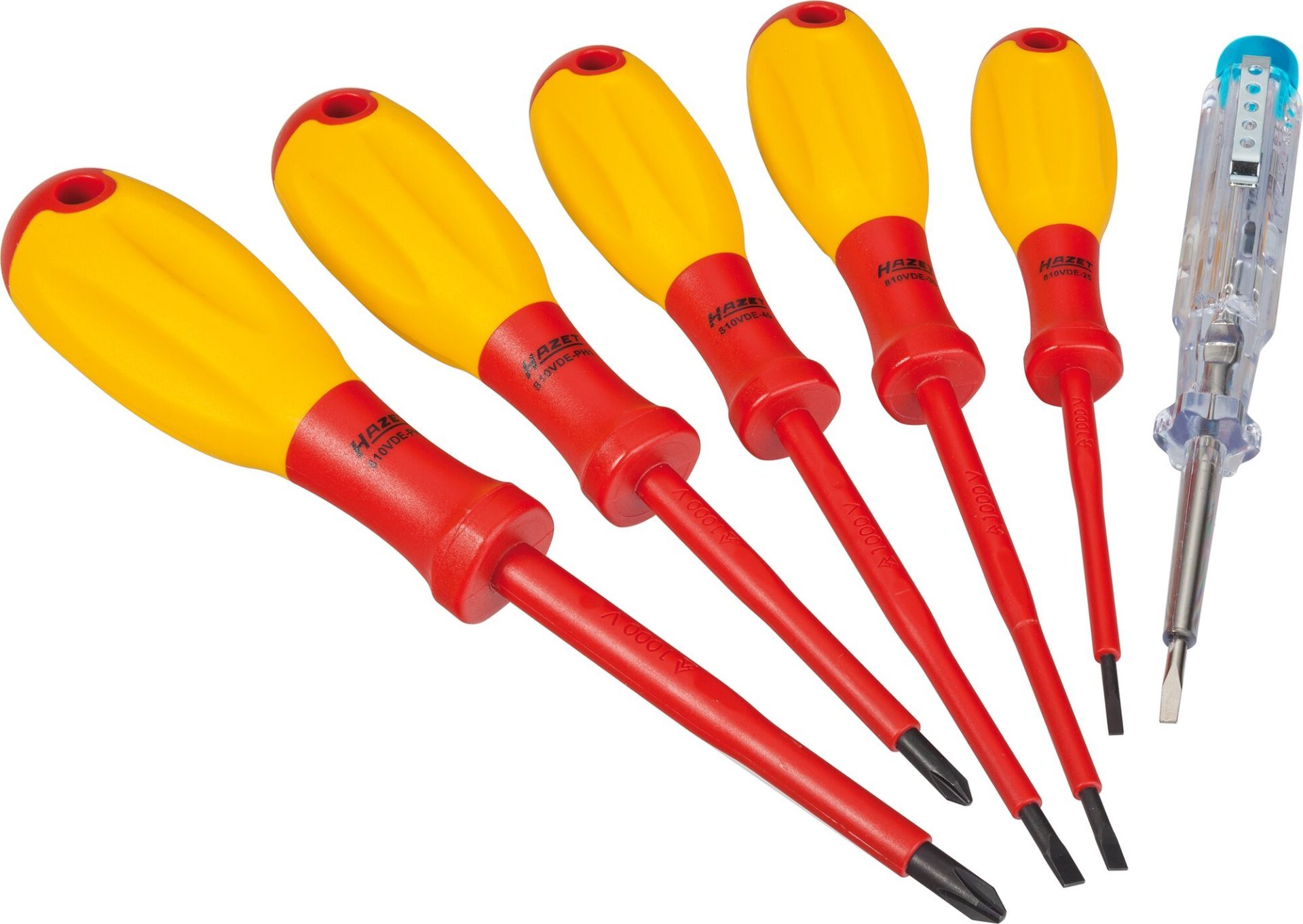 HAZET HAZET Schraubendreher Satz ∙ schutzisoliert 810/6VDE ∙ Schlitz Profil, Kreuzschlitz Profil PH ∙ 6-teilig ∙ 0,4 x 2,5 – 0,8 x 4 ∙ PH1 – PH2 Produktbild img1 L