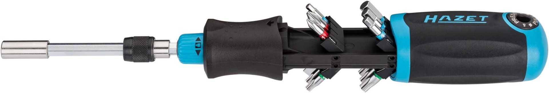HAZET HAZET Bit Ratschen-Schraubendreher 810R-4 ∙ Schlitz Profil, Kreuzschlitz Profil PH, Innen Sechskant Profil, Innen TORX® Profil, 1/4 Zoll (6,3 mm) Sechskant hohl ∙ 13-teilig ∙ PH1 ∙ PH2 ∙ 3 – 6 ∙ T15 – T30 Produktbild img1 L
