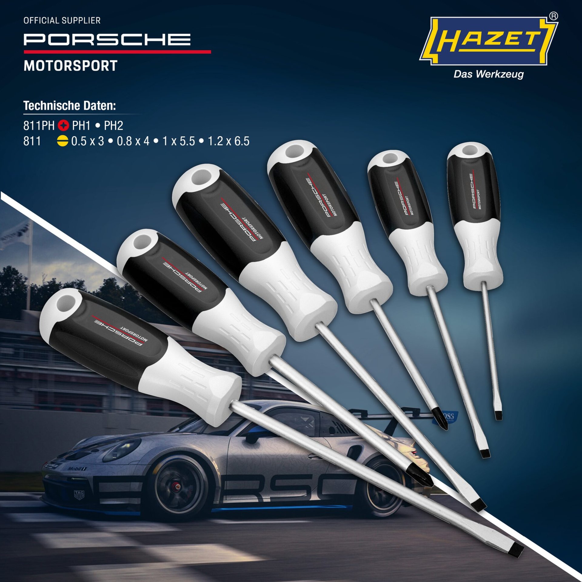 HAZET Schraubendreher Satz 811/6-PD ∙ Kreuzschlitz Profil PH, Schlitz Profil ∙ 6-teilig ∙ PH1 – PH2 ∙ 0,5 x 3 – 1,2 x 6,5 Produktbild img5 L