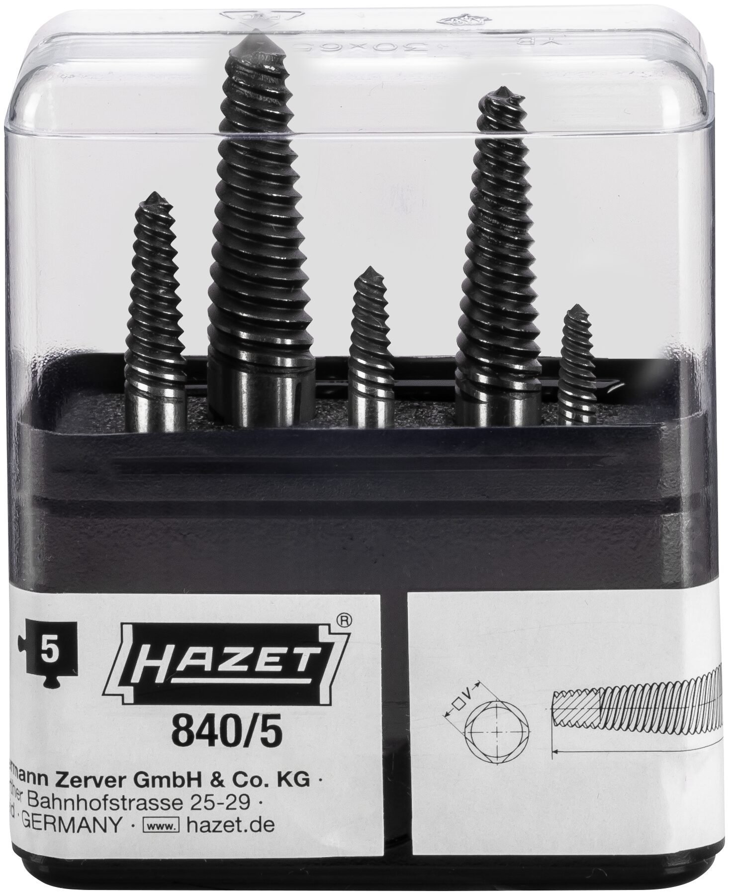 HAZET Schraubenausdreher Satz 840/5 ∙ 5-teilig ∙ SW M4 – M18 Produktbild img7 L