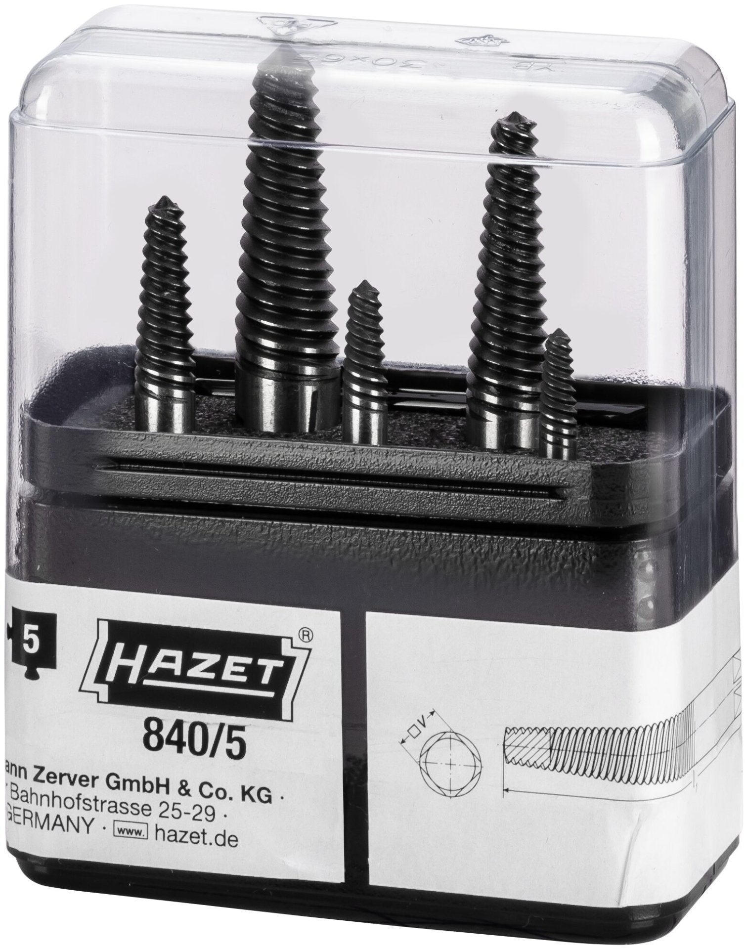 HAZET Schraubenausdreher Satz 840/5 ∙ 5-teilig ∙ SW M4 – M18 Produktbild img5 L