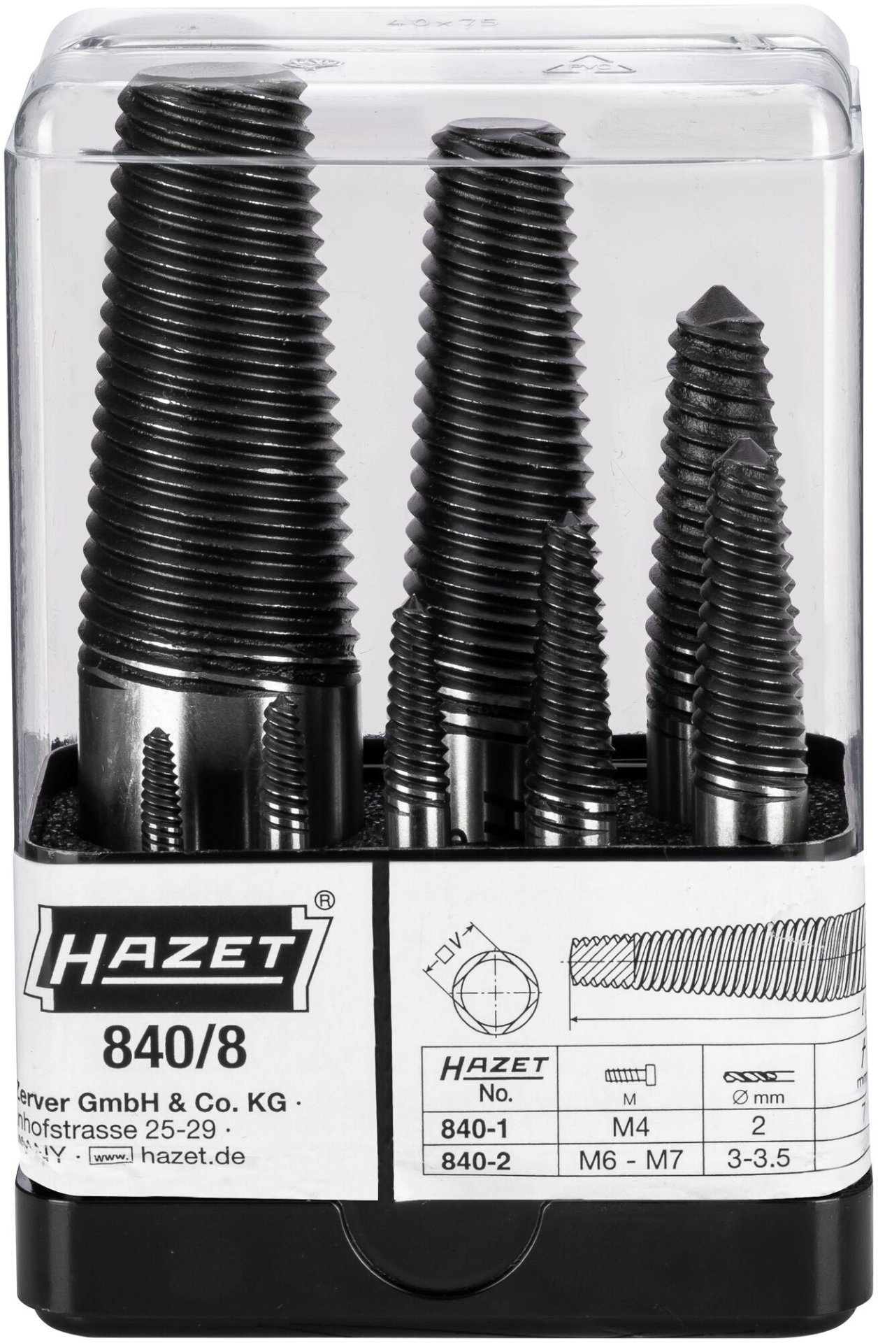 HAZET Schraubenausdreher Satz 840/8 ∙ 8-teilig ∙ SW M4 – M45 Produktbild img6 L
