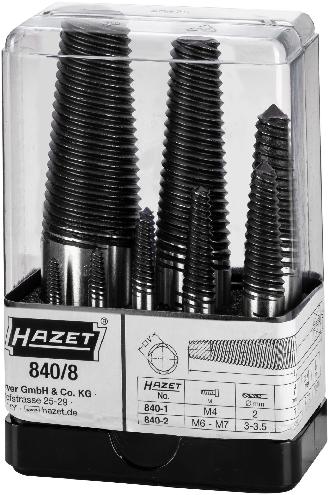 HAZET Schraubenausdreher Satz 840/8 ∙ 8-teilig ∙ SW M4 – M45 Produktbild img7 L