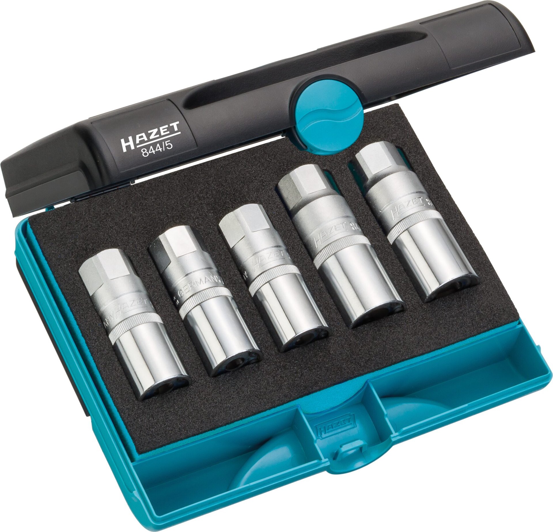 HAZET Stehbolzen-Ausdreher Satz 844/5 ∙ 1/2 Zoll (12,5 mm) Vierkant hohl ∙ 5-teilig Produktbild img1 L