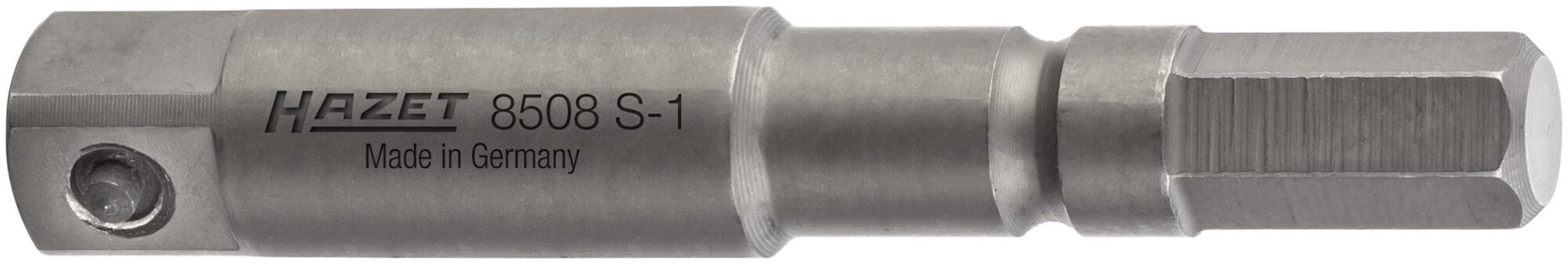 HAZET Schlag-, Maschinenschrauber Adapter 8508S-1 ∙ Sechskant massiv ISO 1173-A 5,5 ∙ 1/4 Zoll (6,3 mm) Vierkant massiv ∙ Länge: 50 mm Produktbild img1 L