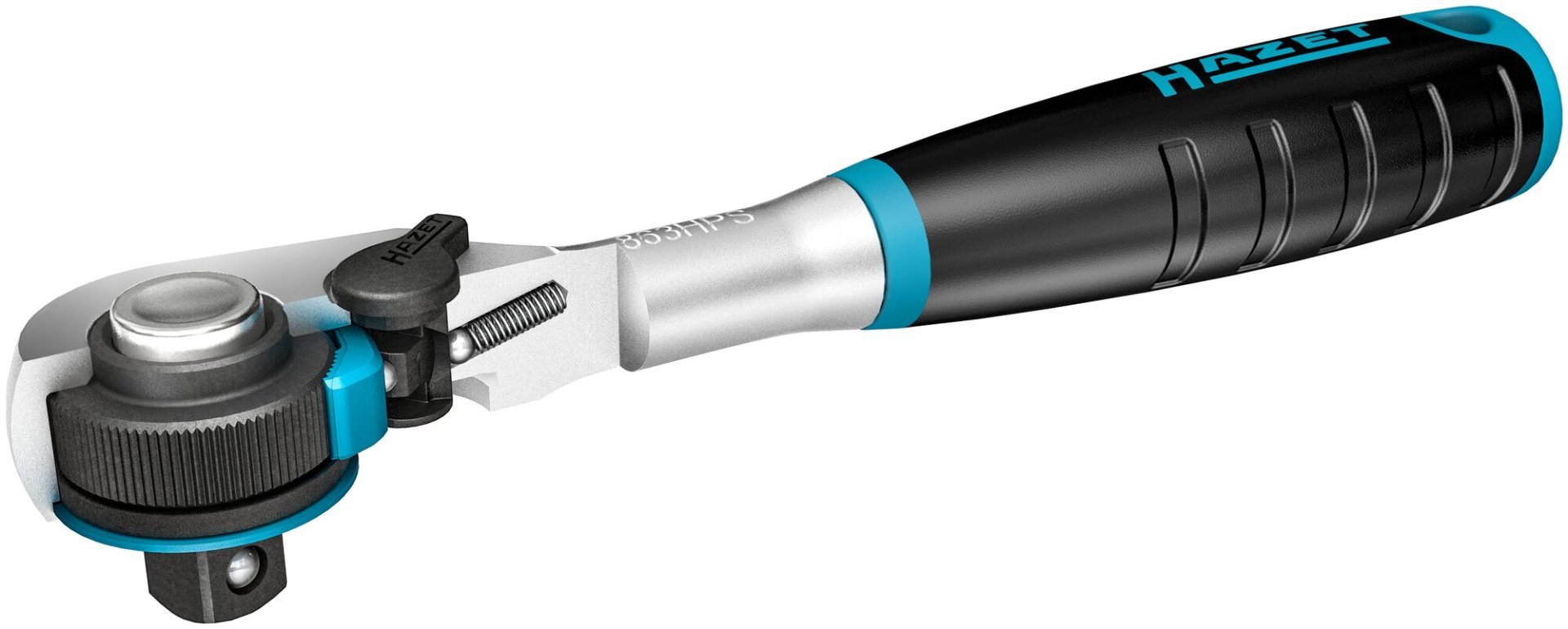 HAZET HiPer Feinzahn-Umschaltknarre ∙ Sicherheitsverriegelung 863HPS ∙ 1/4 Zoll (6,3 mm) Vierkant massiv ∙ Länge: 116 mm Produktbild img2 L
