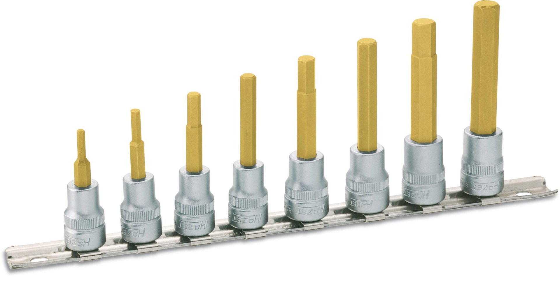 HAZET Steckschlüsseleinsatz Satz 8801/8H ∙ 3/8 Zoll (10 mm) Vierkant hohl ∙ Innen Sechskant Profil ∙ 8-teilig ∙ 3 – 10 Produktbild img1 L