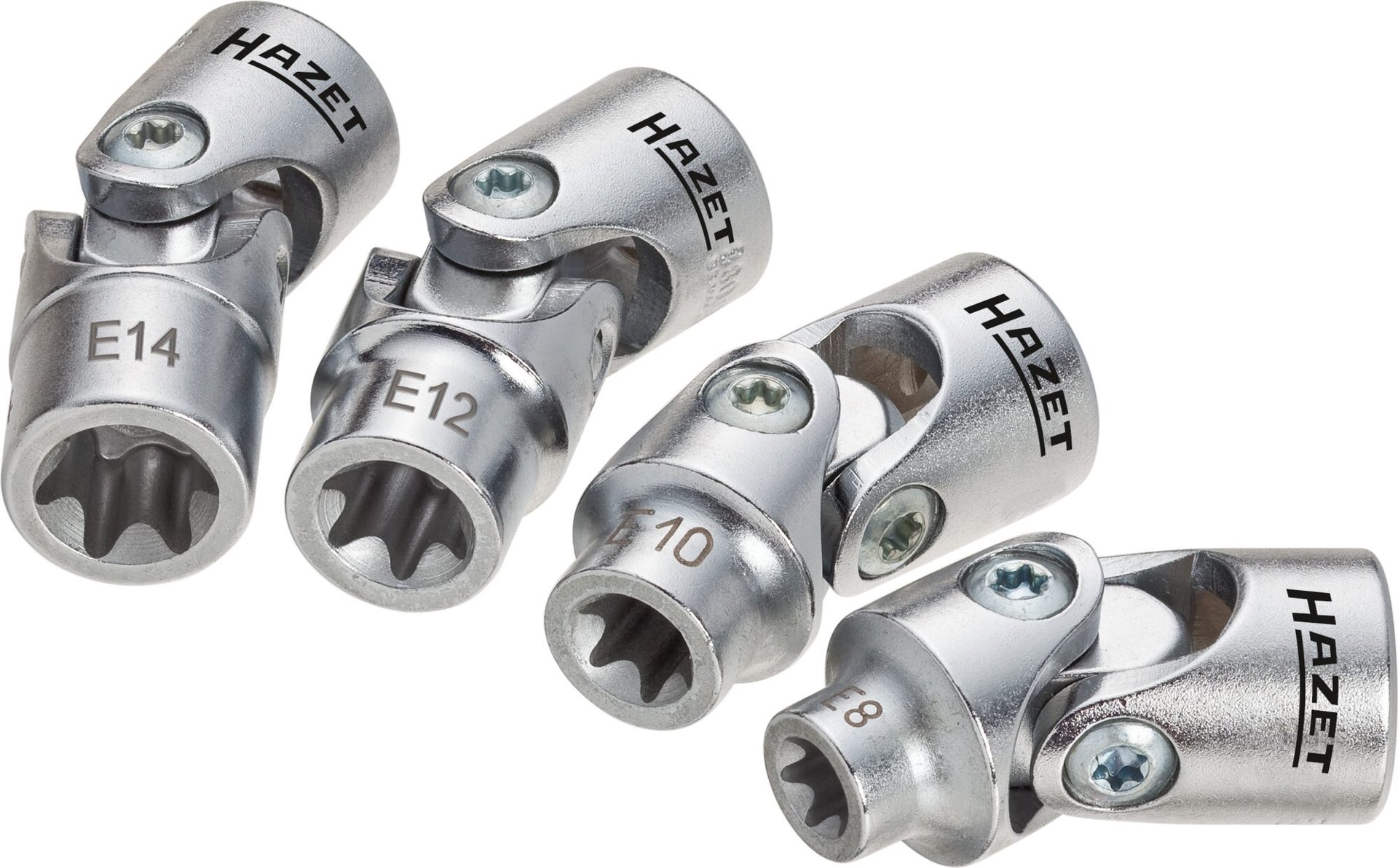HAZET Steckschlüssel Satz 880G-E/4 ∙ 3/8 Zoll (10 mm) Vierkant hohl ∙ Außen TORX® Profil ∙ 4-teilig ∙ E8 – E14 Produktbild img1 L