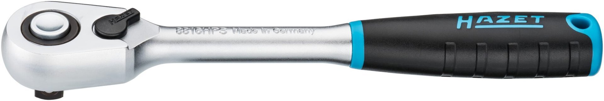 HAZET HiPer Feinzahn-Umschaltknarre ∙ Sicherheitsverriegelung 8816HPS ∙ 3/8 Zoll (10 mm) Vierkant massiv ∙ Länge: 200 mm Produktbild img1 L