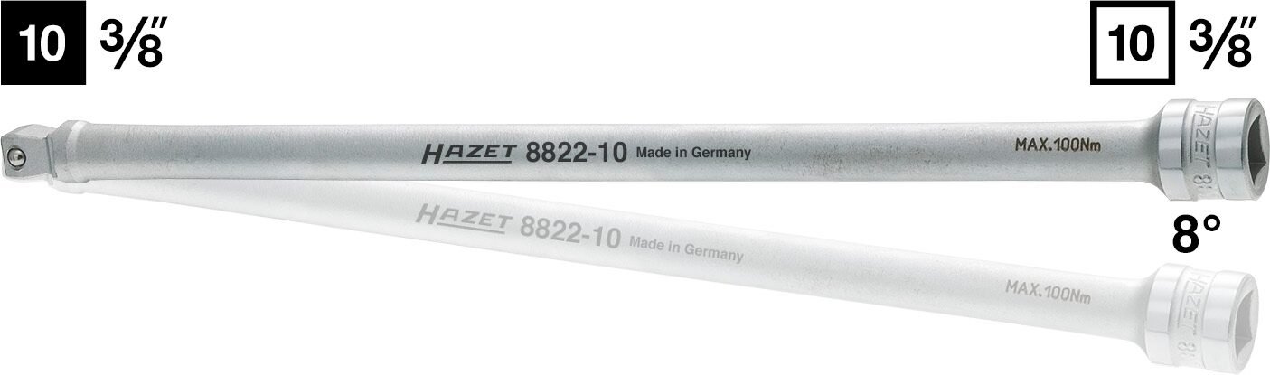 HAZET Verlängerung ∙ schwenkbar 8822-10 ∙ 3/8 Zoll (10 mm) Vierkant hohl ∙ 3/8 Zoll (10 mm) Vierkant massiv ∙ Länge: 254 mm Produktbild img2 L