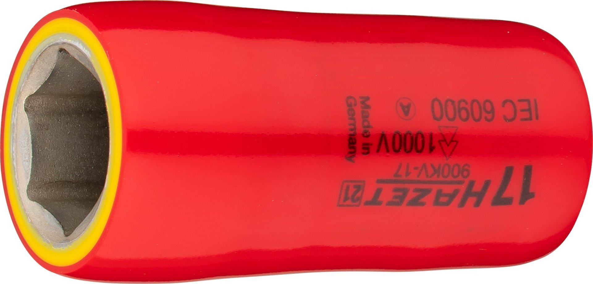HAZET Steckschlüsseleinsatz ∙ schutzisoliert 900KV-17 ∙ 1/2 Zoll (12,5 mm) Vierkant hohl ∙ Außen Sechskant-Tractionsprofil ∙ SW 17 mm Produktbild img1 L