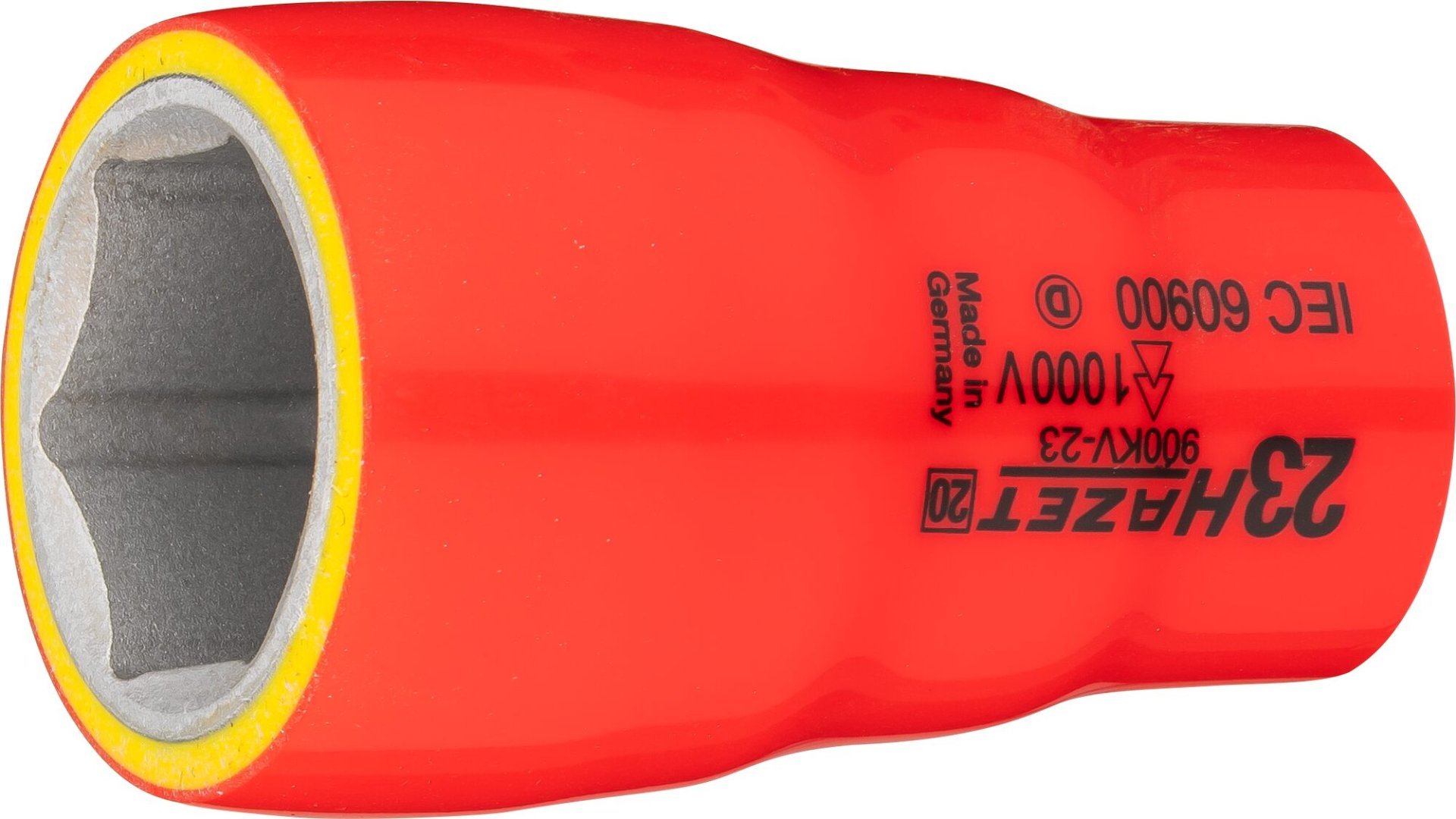 HAZET Steckschlüsseleinsatz ∙ schutzisoliert 900KV-23 ∙ 1/2 Zoll (12,5 mm) Vierkant hohl ∙ Außen Sechskant-Tractionsprofil ∙ SW 23 mm Produktbild img1 L
