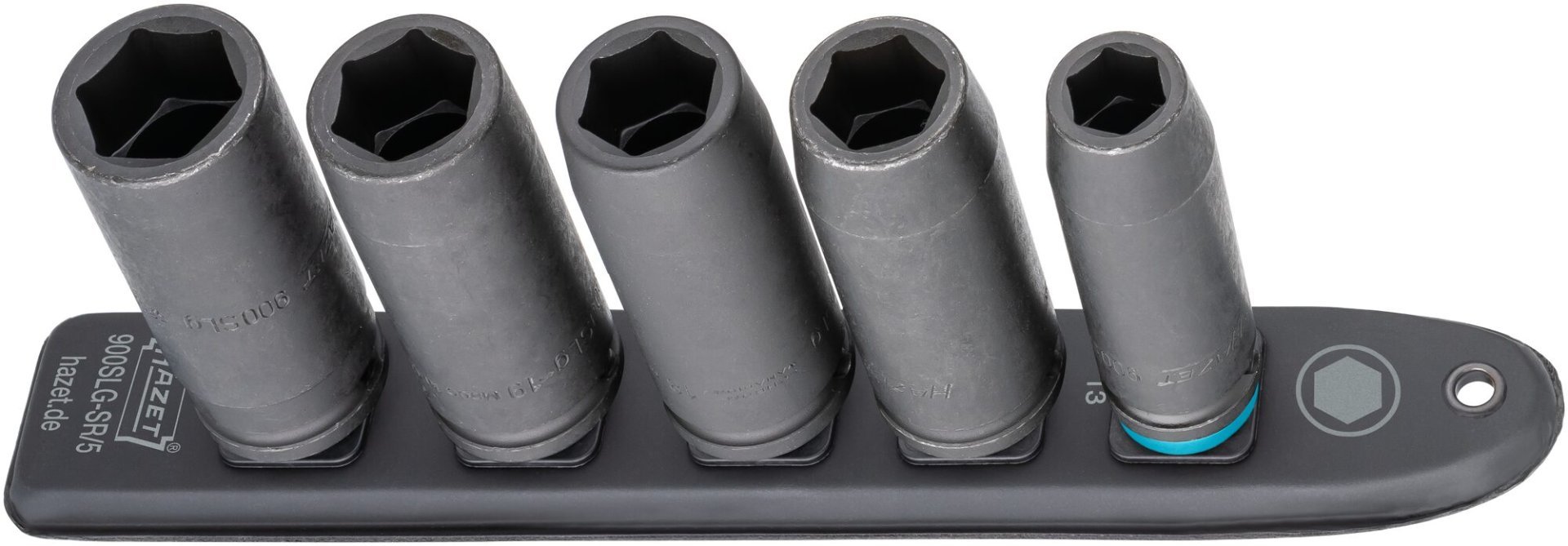 HAZET SmartRail ∙ Flexible Kunststoff-Steckleiste 900SLG-SR/5 ∙ 1/2 Zoll (12,5 mm) Vierkant hohl ∙ Außen Sechskant-Tractionsprofil ∙ 5-teilig ∙ 13 ∙ 17 ∙ 19 ∙ 22 ∙ 24 Produktbild img2 L