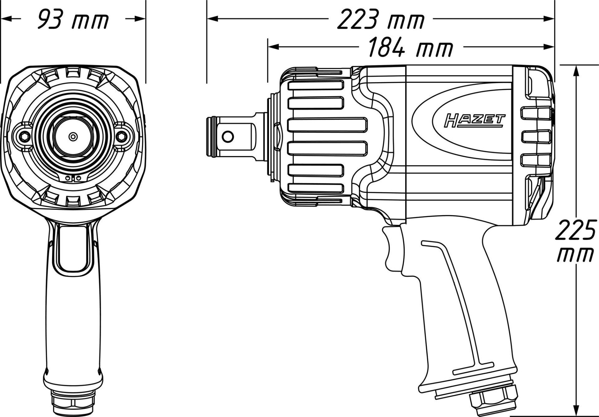 HAZET Twin Turbo Schlagschrauber 9014TT ∙ Lösemoment maximal [Nm]: 4100 Nm ∙ 1 Zoll (25 mm) Vierkant massiv ∙ Hochleistungs-Doppelhammer-Schlagwerk Produktbild img8 L