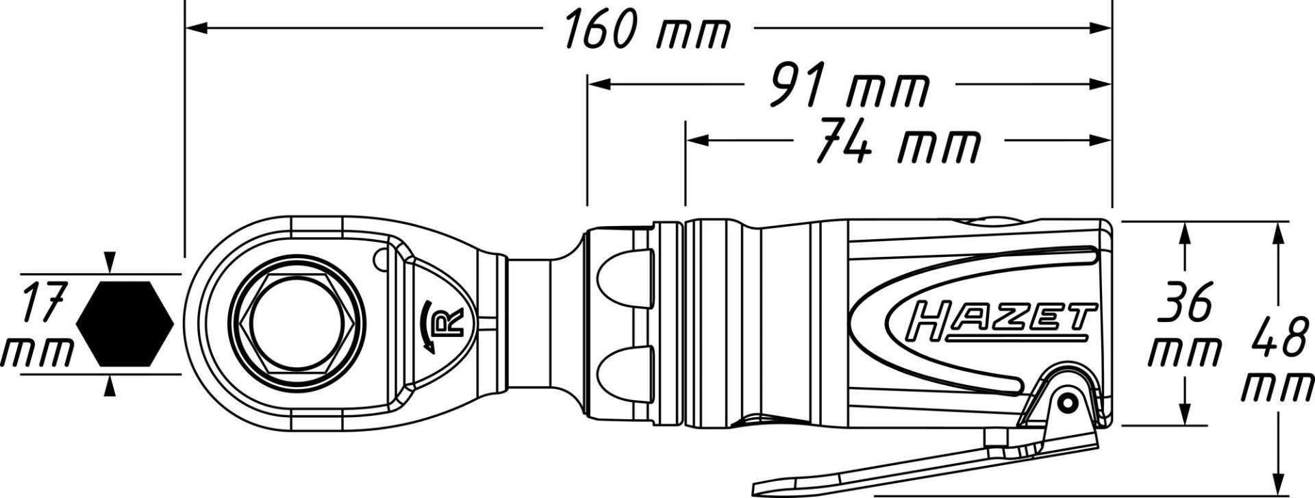 HAZET Mini Multifunktions-Ratschenschrauber 9023M-1 ∙ 1/4 Zoll (6,3 mm) Vierkant massiv, 3/8 Zoll (10 mm) Vierkant massiv, 1/4 Zoll (6,3 mm) Sechskant hohl ∙ 4-teilig Produktbild img10 L