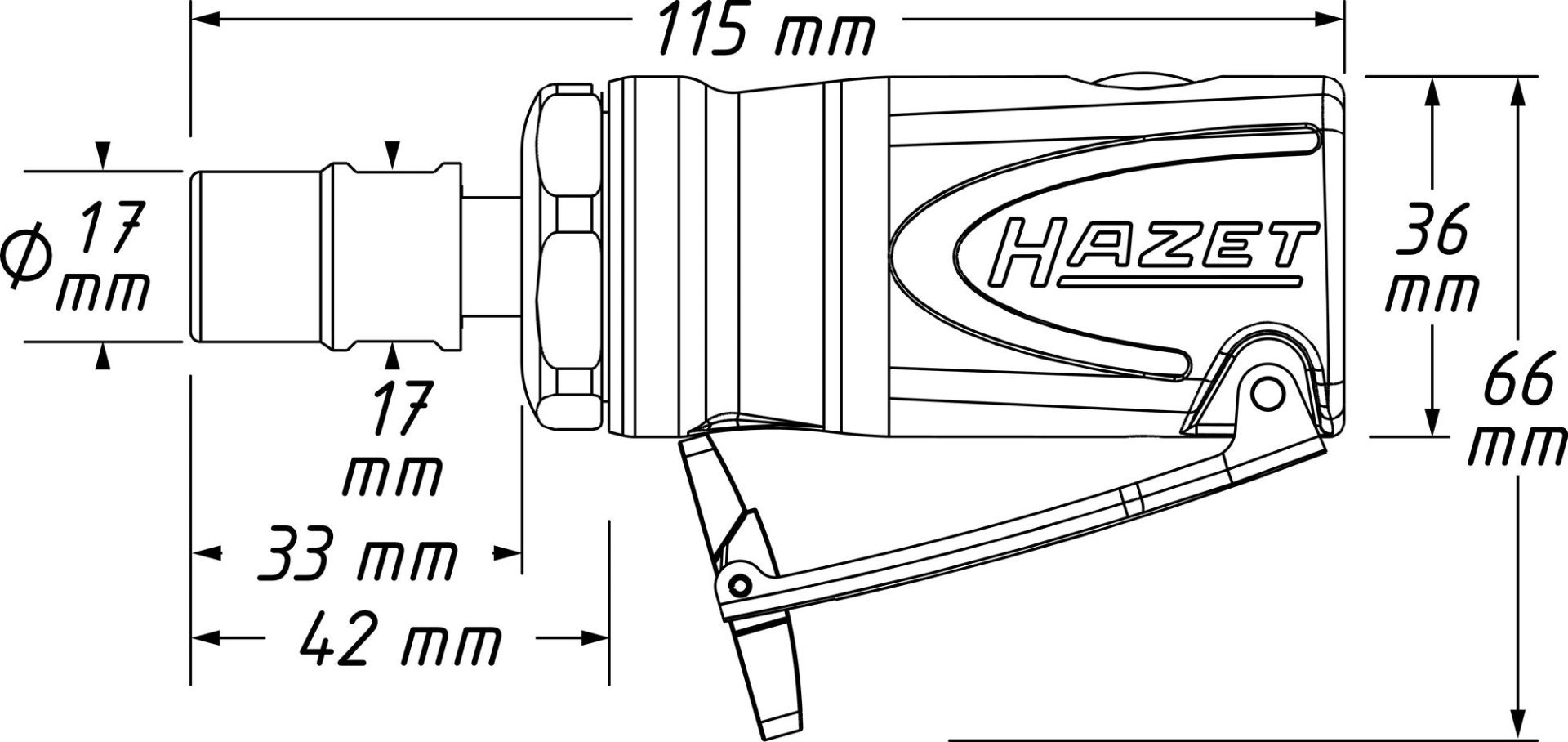 HAZET Mini Stabschleifer ∙ gerade 9032M-1 ∙ Länge: 115 mm Produktbild img6 L