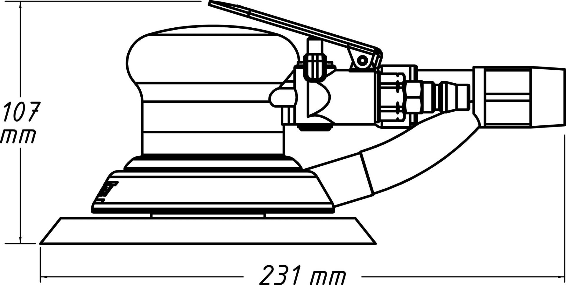 HAZET Exzenterschleifer 9033-2 ∙ L x B x H: 231,4 mm x 148 mm x 107,3 mm Produktbild img3 L