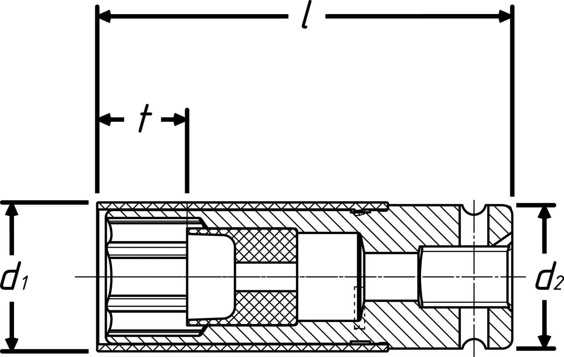 HAZET Schlag-, Maschinenschrauber Steckschlüsseleinsatz 903SLG-19 ∙ 1/2 Zoll (12,5 mm) Vierkant hohl ∙ Außen Sechskant-Tractionsprofil ∙ SW 19 mm Produktbild img7 L