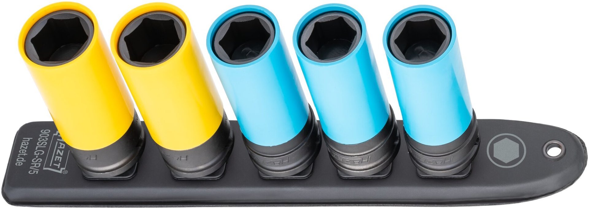 HAZET SmartRail ∙ Flexible Kunststoff-Steckleiste 903SLG-SR/5 ∙ 1/2 Zoll (12,5 mm) Vierkant hohl ∙ Außen Sechskant-Tractionsprofil ∙ 5-teilig ∙ 17 ∙ 19 Produktbild img2 L