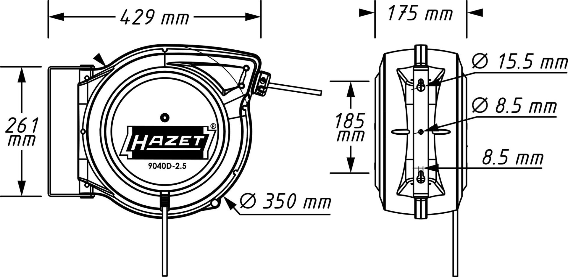 HAZET Kabelaufroller 9040D-2.5 Produktbild img2 L
