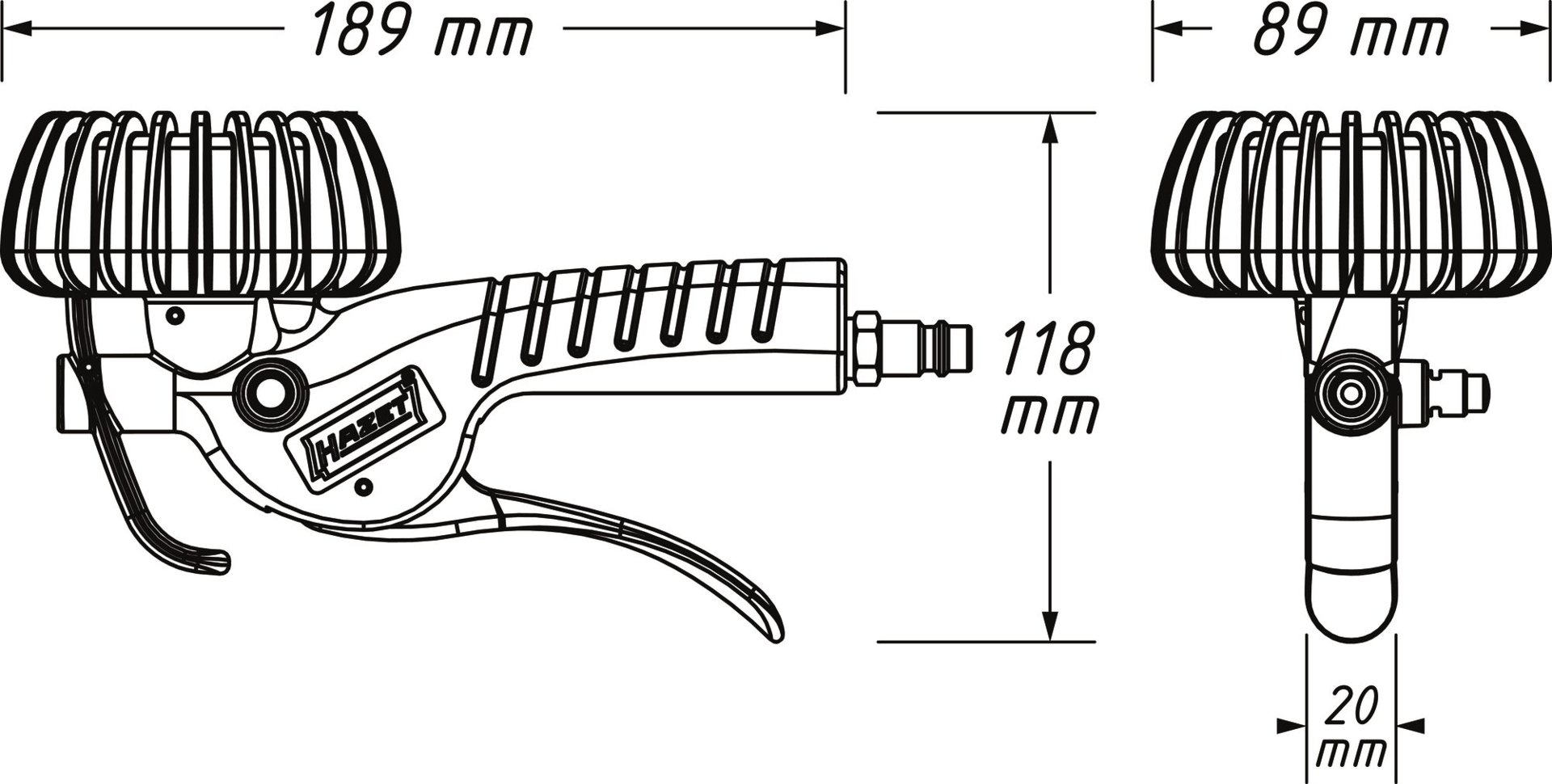 HAZET Reifenfüll-Messgerät 9041P-1 ∙ L x B x H: 189 mm x 120 mm x 89 mm Produktbild img4 L