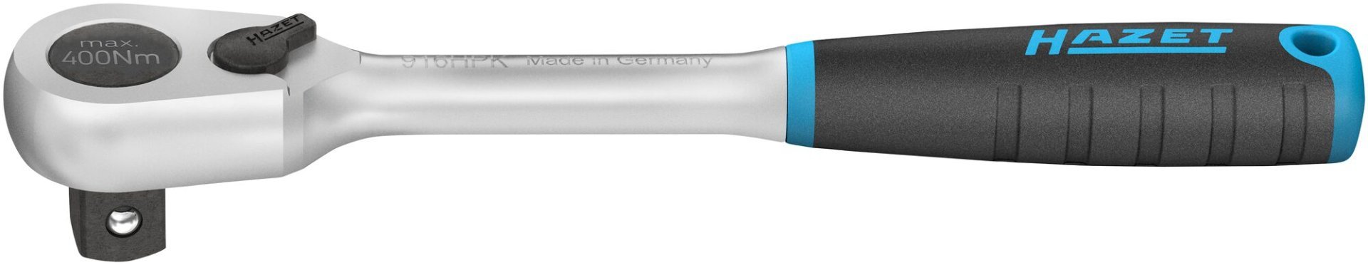 HAZET HiPer Feinzahn-Umschaltknarre ∙ kurz 916HPK ∙ 1/2 Zoll (12,5 mm) Vierkant massiv ∙ Länge: 200 mm Produktbild img1 L