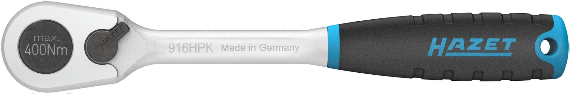 HAZET HiPer Feinzahn-Umschaltknarre ∙ kurz 916HPK ∙ 1/2 Zoll (12,5 mm) Vierkant massiv ∙ Länge: 200 mm Produktbild img3 L