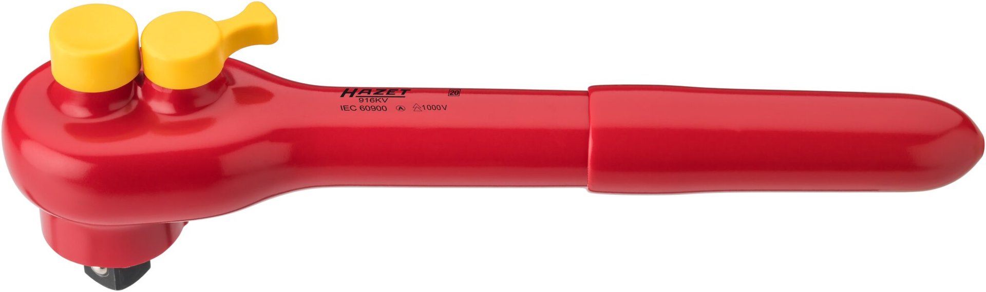 HAZET Umschaltknarre ∙ schutzisoliert 916KV ∙ 1/2 Zoll (12,5 mm) Vierkant massiv ∙ Länge: 260 mm Produktbild img1 L