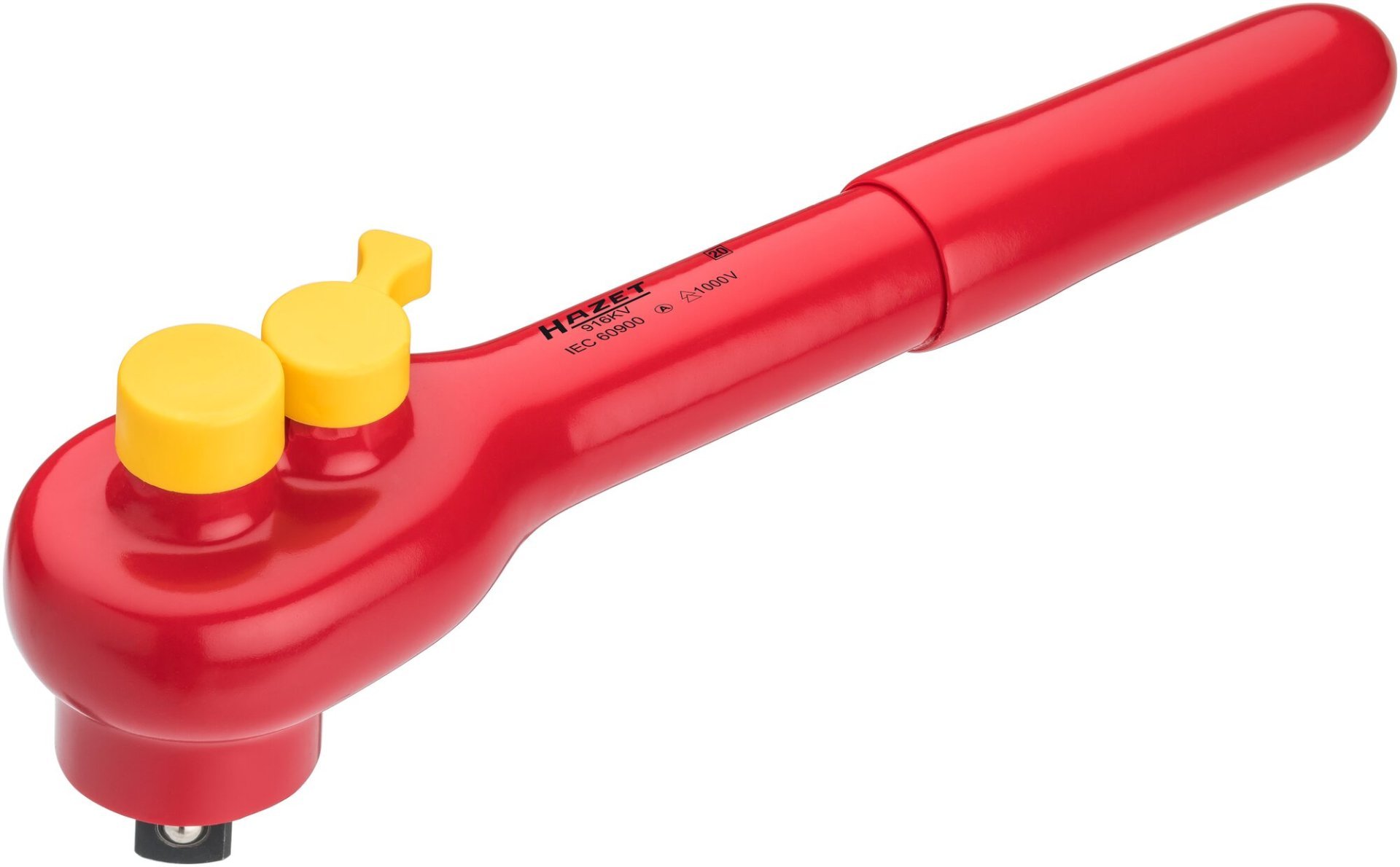 HAZET Umschaltknarre ∙ schutzisoliert 916KV ∙ 1/2 Zoll (12,5 mm) Vierkant massiv ∙ Länge: 260 mm Produktbild img6 L