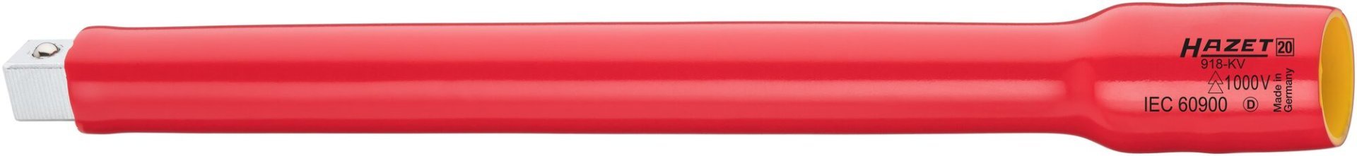 HAZET Verlängerung ∙ schutzisoliert 918KV-10 ∙ 1/2 Zoll (12,5 mm) Vierkant hohl ∙ 1/2 Zoll (12,5 mm) Vierkant massiv ∙ Länge: 264 mm Produktbild img1 L