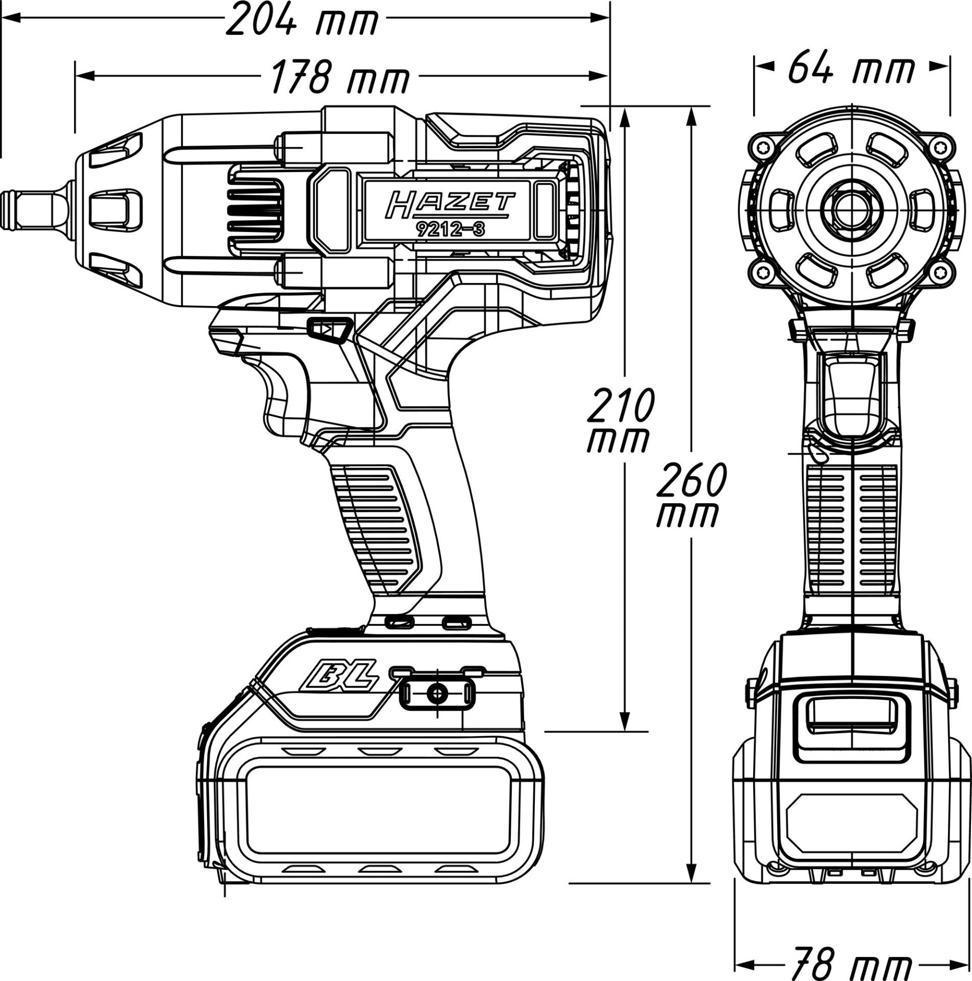 HAZET HAZET Akku Schlagschrauber 9212-3LB/3 ∙ Lösemoment maximal [Nm]: 700 Nm ∙ 1/2 Zoll (12,5 mm) Vierkant massiv ∙ 3-teilig Produktbild img10 L
