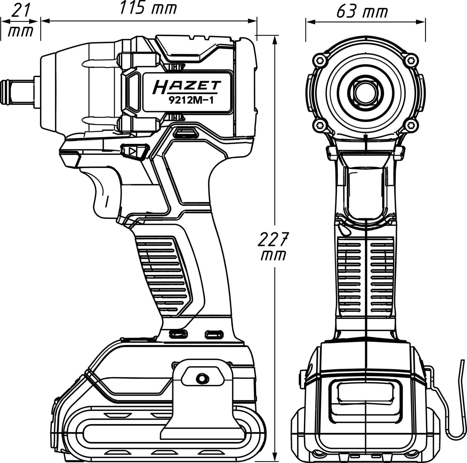 HAZET HAZET Mini Akku Schlagschrauber Satz ∙ 18&nbsp;Volt 9212M-1/4 ∙ Lösemoment maximal [Nm]: 270 Nm ∙ 1/2 Zoll (12,5 mm) Vierkant massiv ∙ 4-teilig Produktbild img9 L