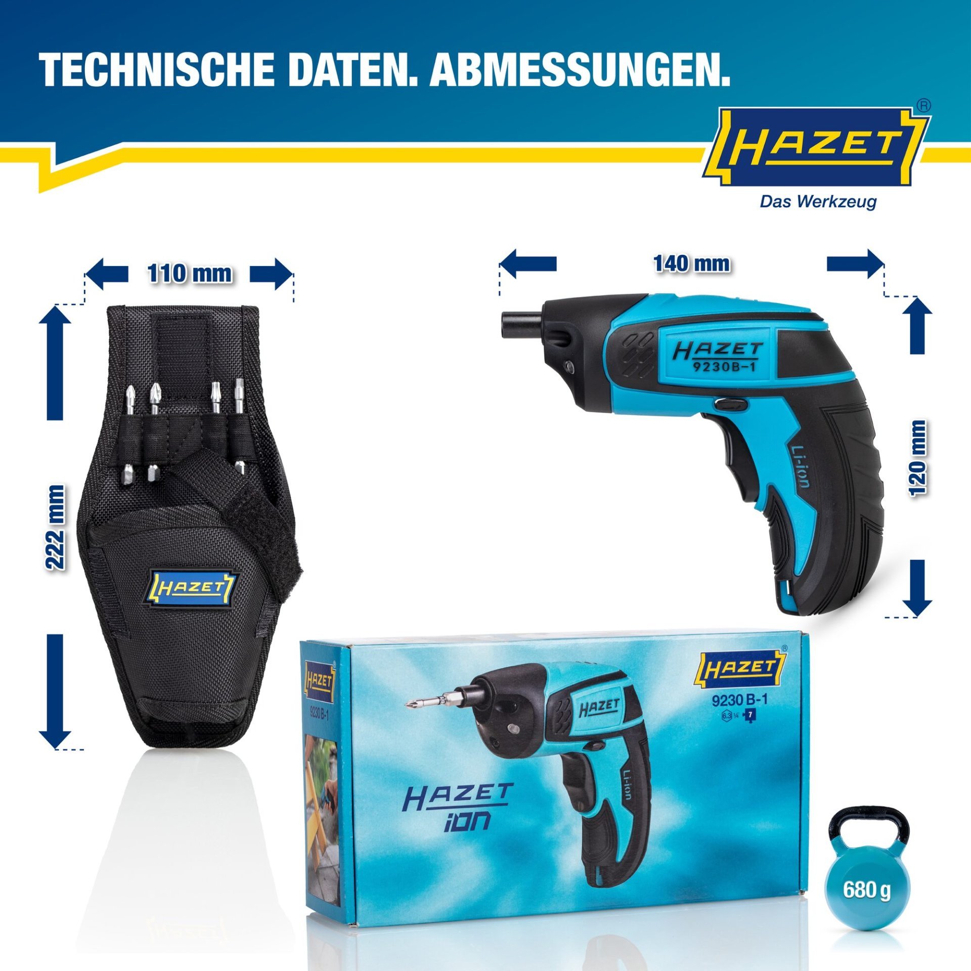 HAZET Bit Akkuschrauber Satz ∙ Mini 9230B-1 ∙ Lösemoment maximal [Nm]: 4.5 Nm ∙ Innen TORX® Profil, Pozidriv Profil PZ, Innen Sechskant Profil, 1/4 Zoll (6,3 mm) Sechskant hohl ∙ 7-teilig ∙ 4 ∙ PZ1 ∙ PZ2 ∙ T20 Produktbild img7 L