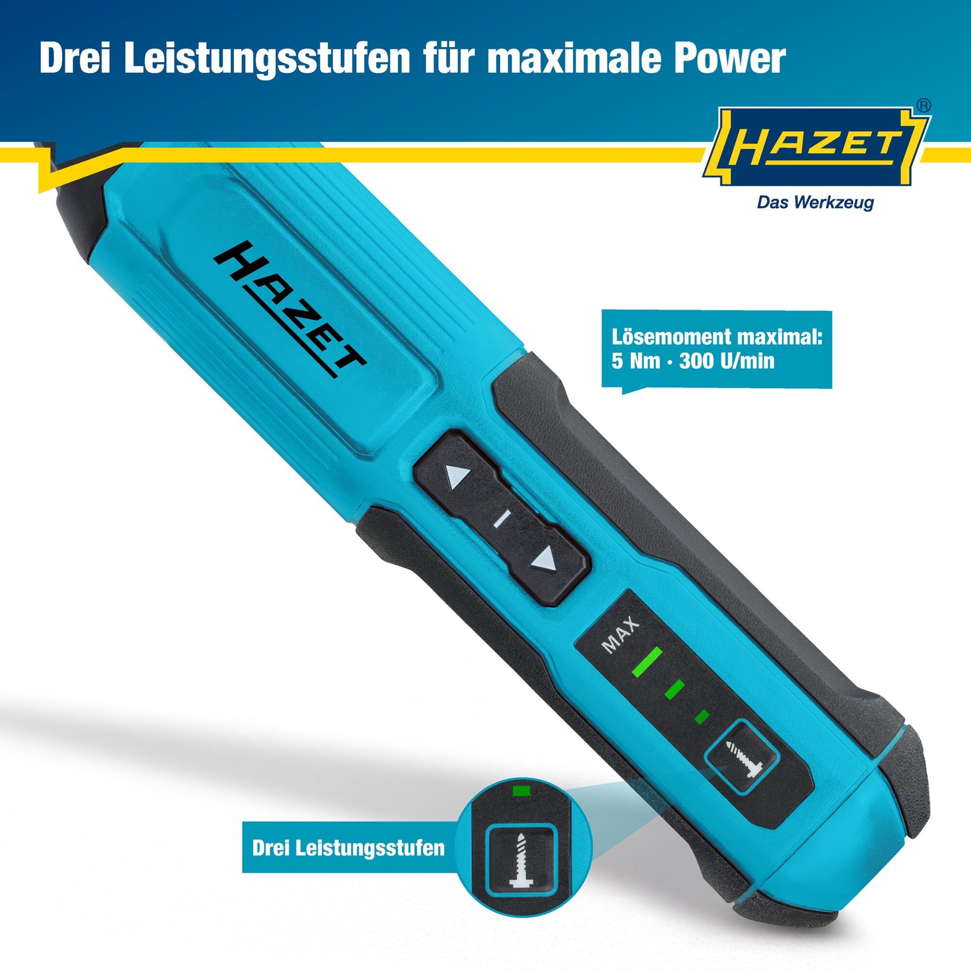 HAZET Akku-Stabschrauber 9230B-2 ∙ Lösemoment maximal [Nm]: 5 Nm ∙ 1/4 Zoll (6,3 mm) Sechskant hohl Produktbild img4 L