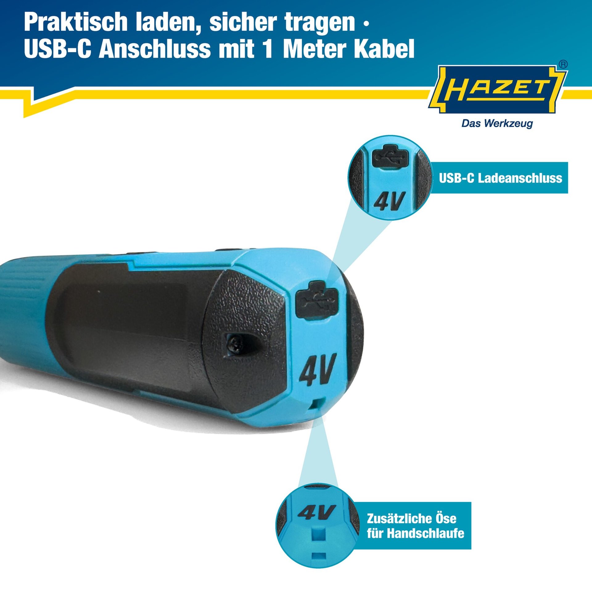 HAZET Akku-Stabschrauber 9230B-2 ∙ Lösemoment maximal [Nm]: 5 Nm ∙ 1/4 Zoll (6,3 mm) Sechskant hohl Produktbild img12 L