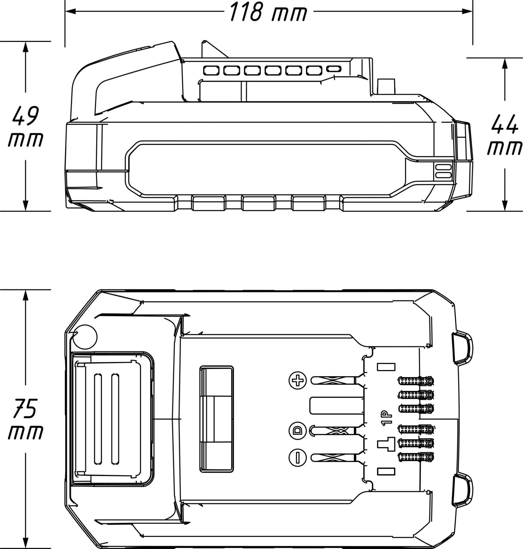HAZET Li-Ion-Akku-Pack ∙ 18 Volt ∙ 2,5 Ah (Amperestunden) 9500-025 ∙ L x B x H: 120 mm x 75 mm x 50 mm Produktbild img3 L