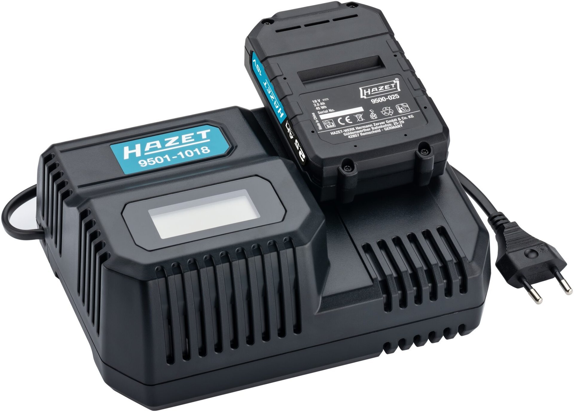 HAZET Schnell-Ladegerät für 18 Volt Akkus 9501-1018 ∙ L x B x H: 205 mm x 150 mm x 80 mm Produktbild img4 L