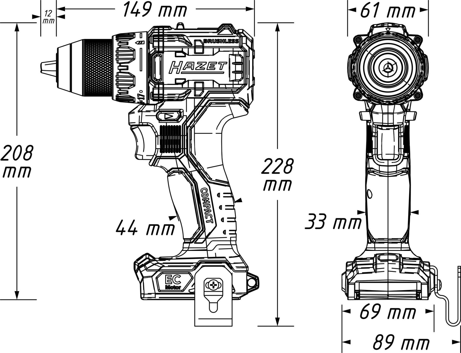 Akku-Bohrschrauber 9530-10 ∙ L x B x H: 149 mm x 69 mm x 208 mm Produktbild img6 L