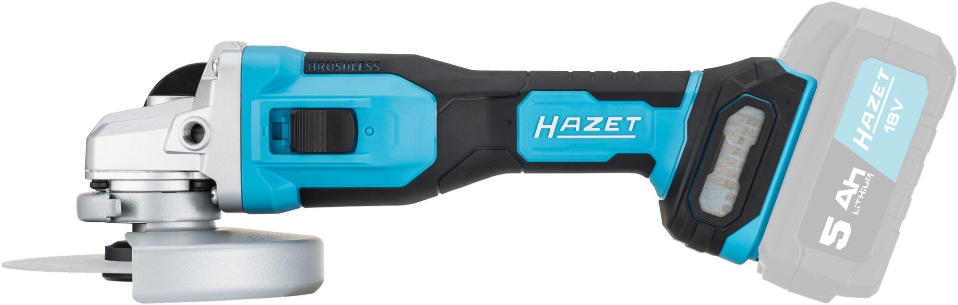 HAZET Akku-Winkelschleifer ⌀ 125&nbsp;mm ∙ 18 Volt ∙ Grundgerät 9533-10 ∙ L x B x H: 295 mm x 75 mm x 120 mm Produktbild img5 L