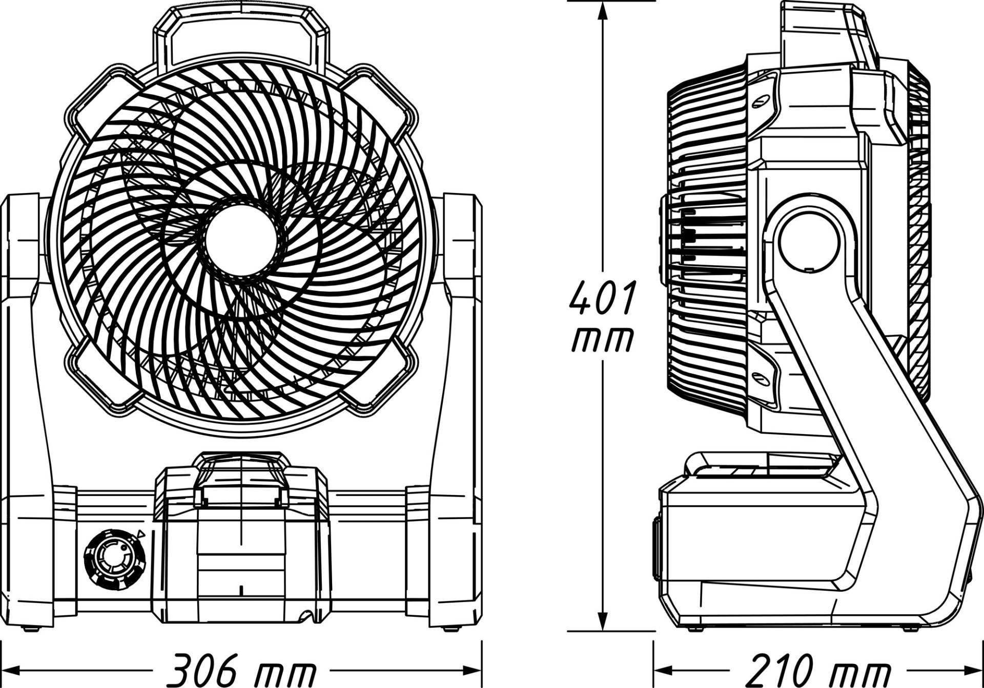 HAZET Ventilator ∙ Hybrid 18 und 230 Volt 9544-10 ∙ L x B x H: 213 mm x 304 mm x 400 mm Produktbild img6 L