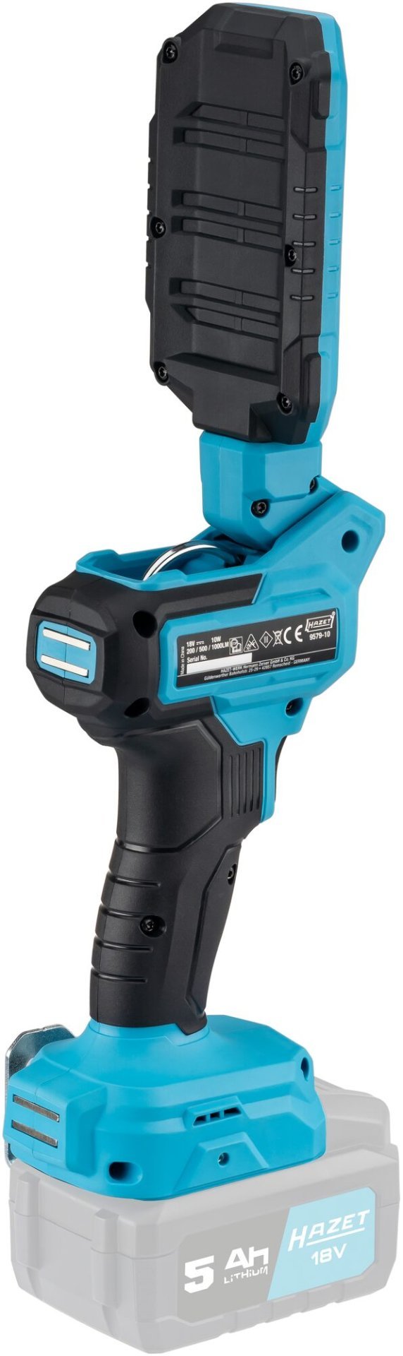 HAZET Akku-Arbeitslicht ∙ 1000 Lumen ∙ 18 Volt ∙ Grundgerät 9579-10 ∙ L x B x H: 150 mm x 80 mm x 210 mm Produktbild img4 L