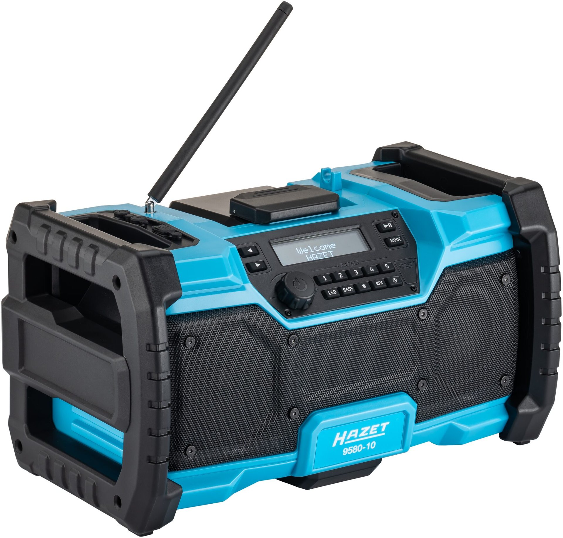 HAZET DAB Radio ∙ Bluetooth ∙ Hybrid 18 und 230 Volt 9580-10 ∙ L x B x H: 369 mm x 212 mm x 201 mm Produktbild img1 L