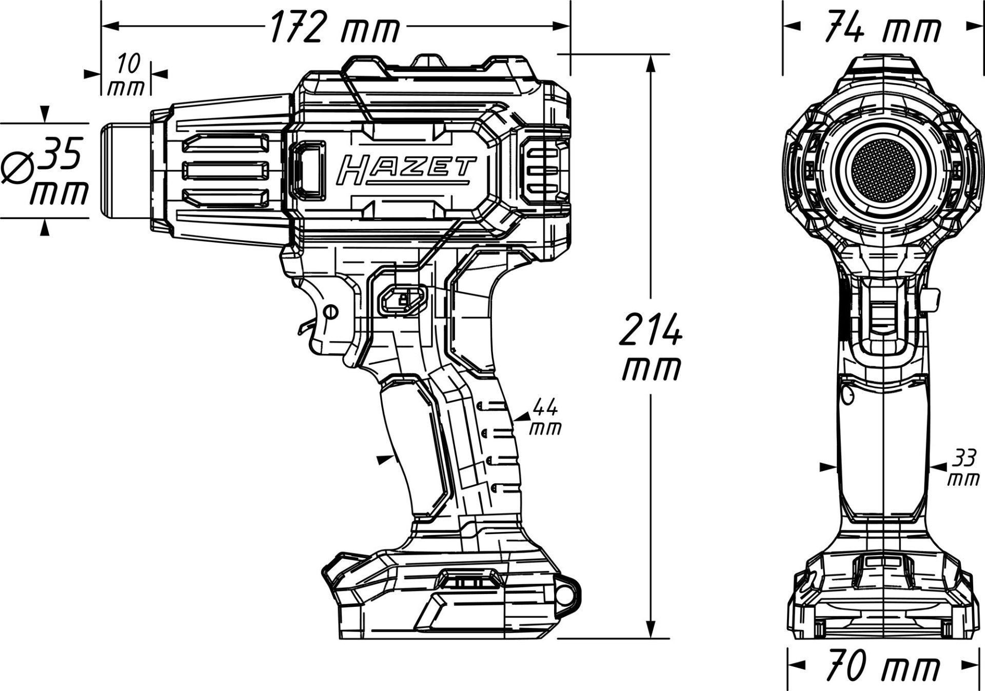 HAZET Akku-Heißluftgerät ∙ 18 Volt ∙ Grundgerät 9590-10 Produktbild img10 L