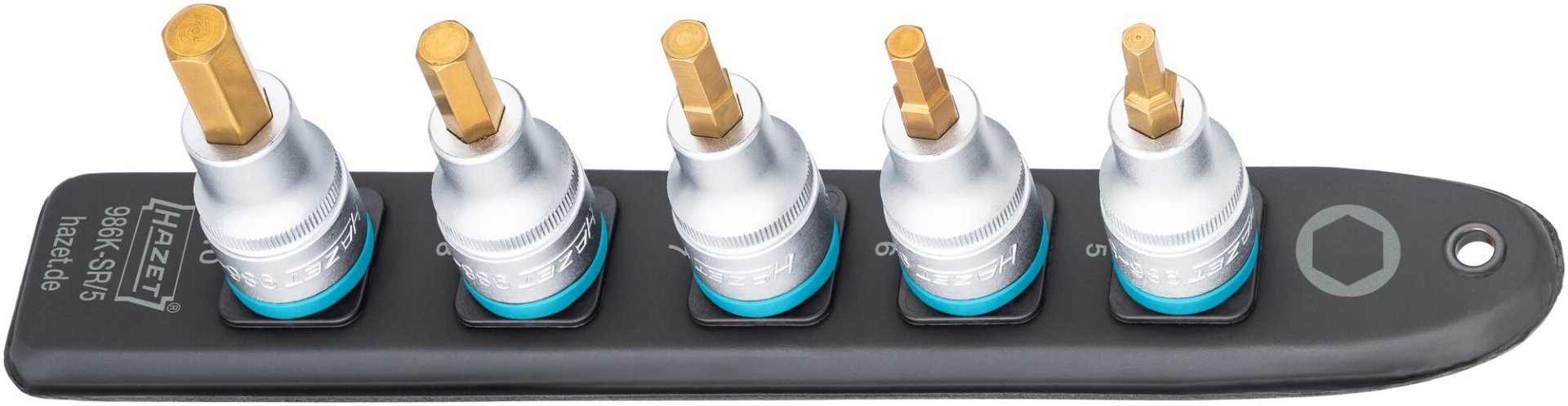 HAZET SmartRail ∙ Flexible Kunststoff-Steckleiste 986K-SR/5 ∙ 1/2 Zoll (12,5 mm) Vierkant hohl ∙ Innen Sechskant Profil ∙ 5-teilig ∙ 5 ∙ 6 ∙ 7 ∙ 8 ∙ 10 Produktbild img2 L